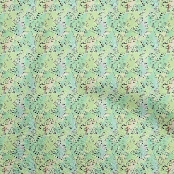 oneOone Cotton Poplin Light Green Fabric Travel Sewing Material Print Fabric By The Yard 56 Inch Wide