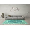 thumbnail image 3 of Ahgly Company Indoor Round Medallion Turquoise Blue Traditional Area Rugs, 7' Round, 3 of 4