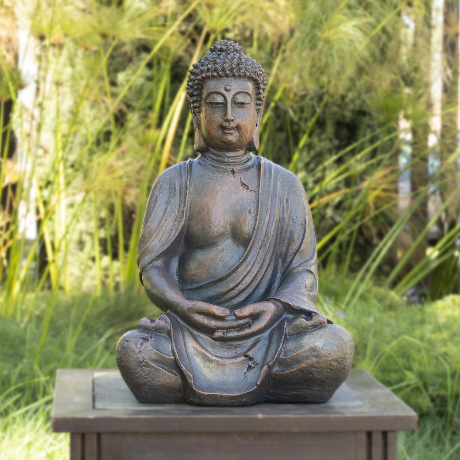 fordøje underkjole korrelat Alpine Corporation 15" Meditating Buddha Garden Statue - Walmart.com
