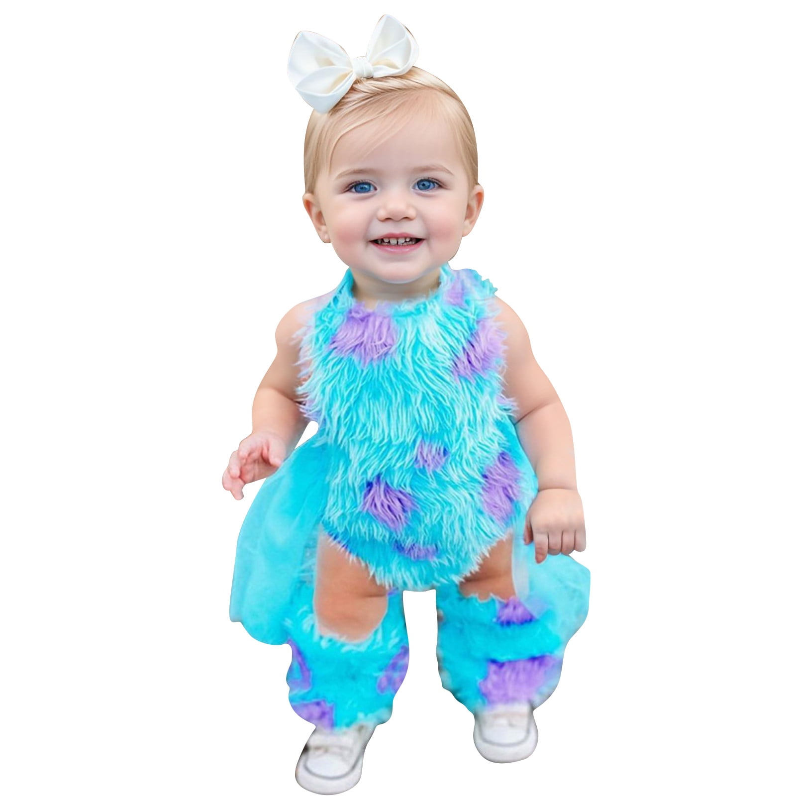 Siilsaa Bodysuit for Baby Girl Baby Girl Basic Ruffle Short Sleeve Cotton Romper Bodysuit Tops Clothes Blue,90
