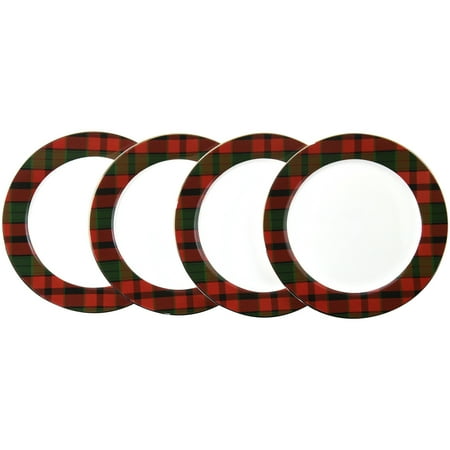 - Better Homes & Gardens Plaid Microwave & Dishwasher Safe Ceramic Dinner Plate Set, 4 Count