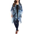 thumbnail image 1 of Karen Kane Womens Sheer Patchwork Open Front Kimono Top Blouse, Blue, X-Small, 1 of 1