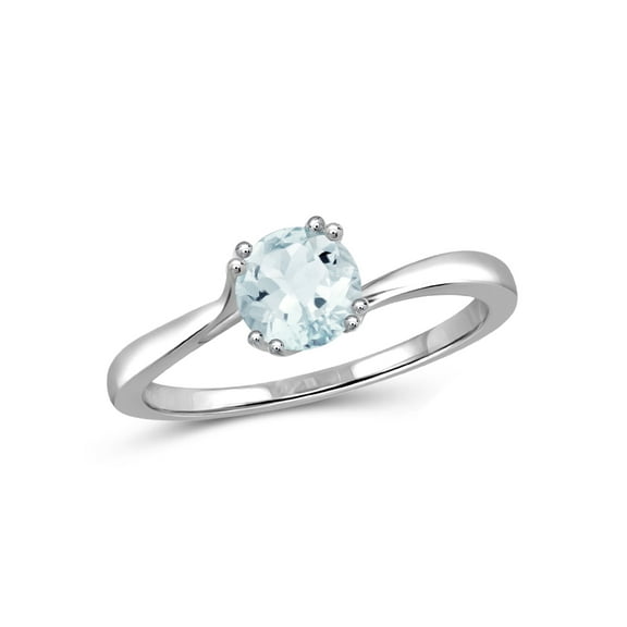 JewelersClub Aquamarine Ring March Birthstone Jewelry – 0.40 Carat Aquamarine Sterling Silver Ring Jewelry with White Diamond Accent – Gemstone Rings with Hypoallergenic Sterling Silver Band