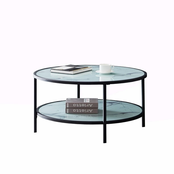 Romacci Glass Coffee Table With Large, Ikea Round Glass Coffee Table