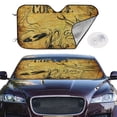 thumbnail image 3 of Lsque Coffee Vintage Car Windshield Sun Shade | Accordion Folding Style Auto Shade for Car Truck SUV Van | Blocks UV Rays Sun Visor Protector | Medium, 3 of 7
