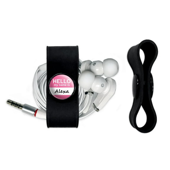 Alexa Hello My Name Is Headphone Cord Wrap Cable Wire Organizer Set