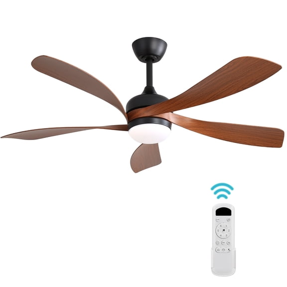 Sofucor 52 Inch Black Ceiling Fan with LED Light and Remote