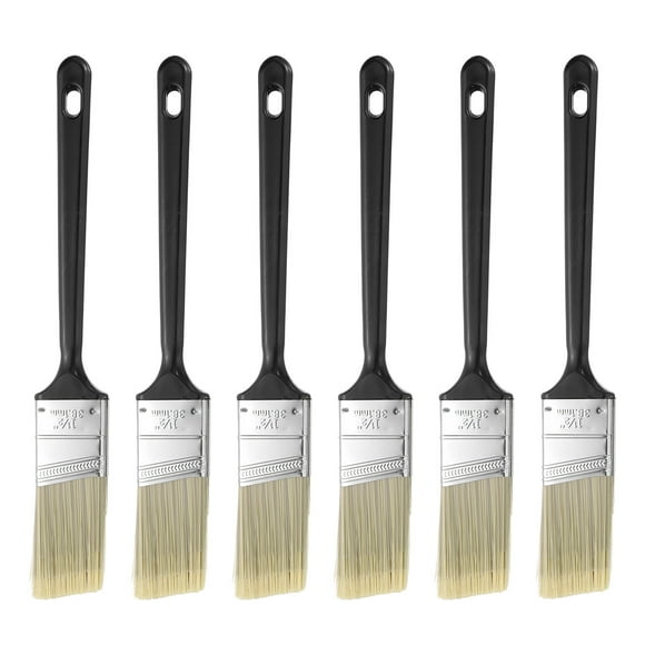 Uxcell 6pcs Angle Paint Brush 1.5" Plastic Grip Synthetic Bristle Paintbrushes for Wall Cabinet Decks Fences Painting