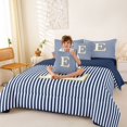 thumbnail image 3 of Erosebridal Kids Cartoon Monogrammed E Twin Bedding Sets 7-Piece, Navy Stripes Ombre Bedding Comforter Set, 3 of 7