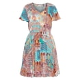 thumbnail image 4 of LASCANA Women's Patchwork Print V-Neck Dress Tassels, 4 of 5
