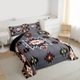 thumbnail image 3 of Homewish Western Boho Aztec Full Size Comforter Sets for Men, Rustic Mandala Hippie Bedding Comforter Set, Grey Black Abstract Reversible Bedding Sets, Super Cozy Room Decor, 3pcs, 3 of 8