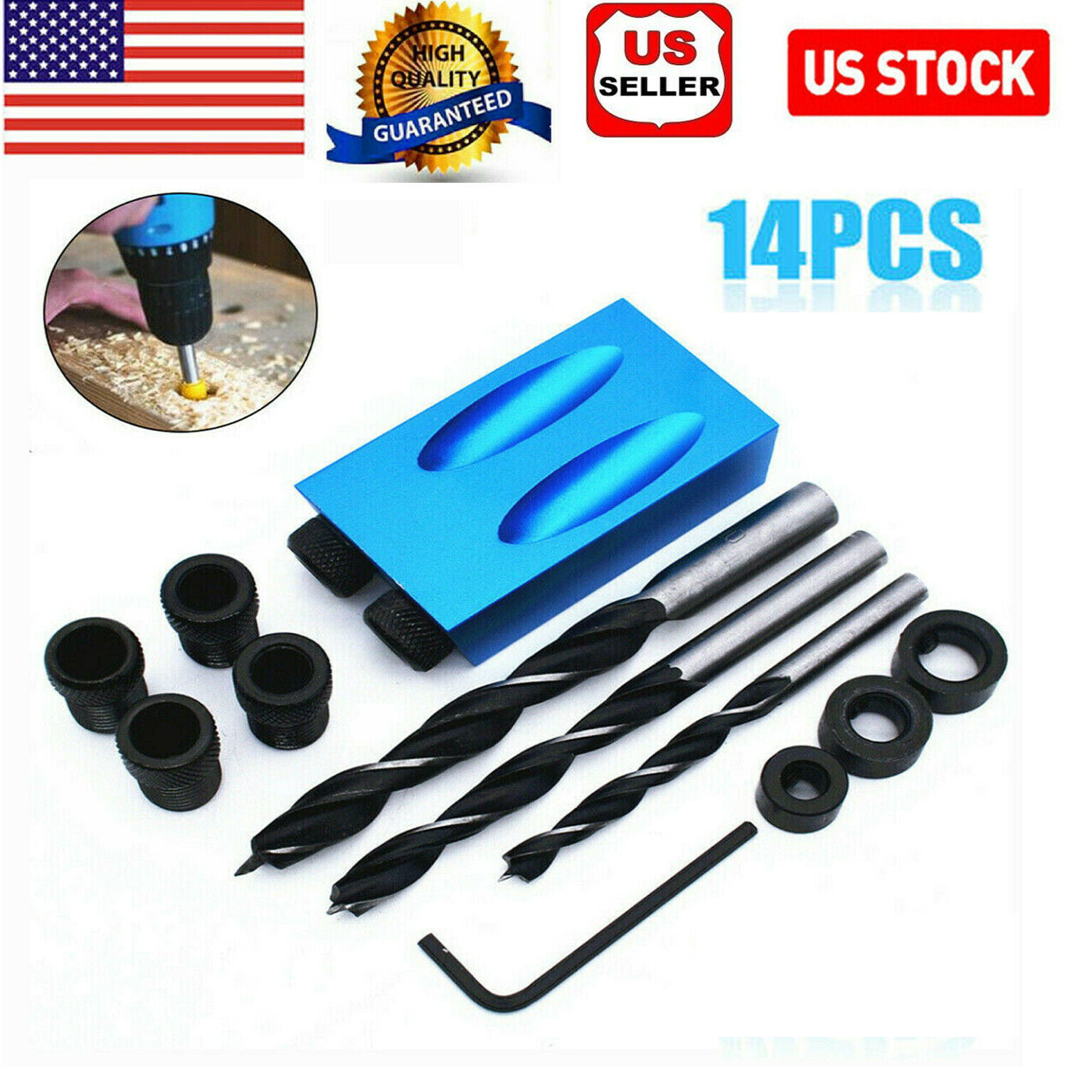 1Set Pocket Hole Jig Kit 850 Easy Tool System Woodworking Screw Drill FLA