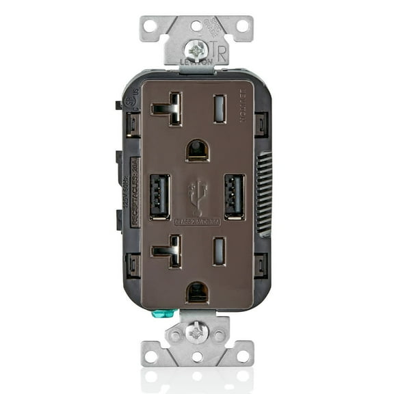 Leviton Receptacle and USB Charger 20 amps 5-20R 125 volts Black
