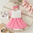 thumbnail image 4 of FAOWME Girls Lace Sleeveless Bodysuits Onesie Dress Headbands Set Dresses Pink 0-3 Months, 4 of 4