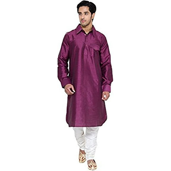 Royal Occassional Silk Blended Pathani Kurta's for Men Purple