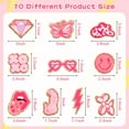thumbnail image 2 of 10 Uds. Parches de hierro rosa para niñas Y2K chenilla parche de reparación bordado colgante labio rayo leopardo cara accesorios DIY, 2 of 5