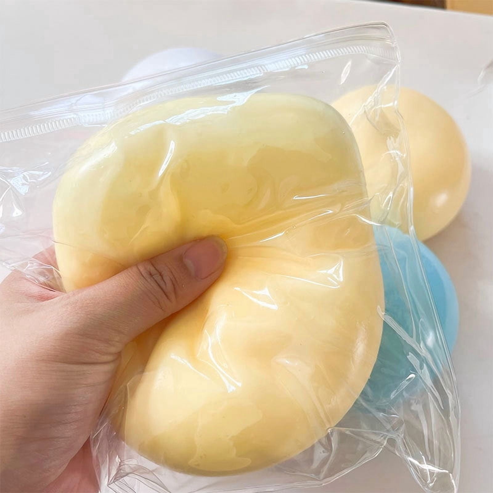 Pack of 4 Big Dough Ball - Large Size Ultra-Soft Slow Rising Jumbo Squishy Fluid Cheese Ball , Stress Relief Toy for Adults, Focus & Relaxation