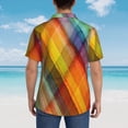 thumbnail image 6 of Bixox Men's Hawaiian Shirts Men's Abstract Watercolors Tartan Print Short-Sleeve Shirt-Large, 6 of 8
