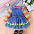 thumbnail image 3 of LAPAKIDS Toddler Girl Clothes Outfits 2T-3T Rainbow Striped Long Sleeve Tops & Suspender Skirt 2Pcs Set, 3 of 7