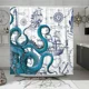thumbnail image 3 of Cortina de ducha con diseño de océano, playa, palmeras tropicales, tortuga marina, gato, vela, flamencos, concha de coral, juego de cortina de ducha para decoración de baño, 3 of 5