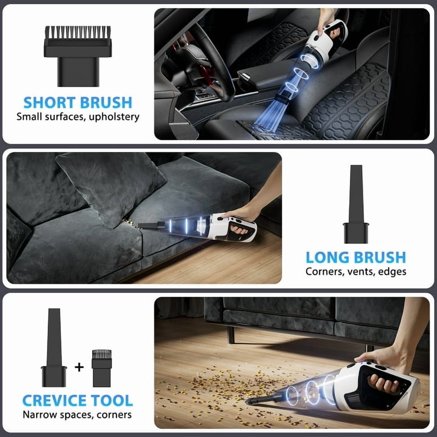 NEXPOW Cordless Handheld Vacuum, 10000Pa Wet Dry Car Vacuum Cleaner, 50Min Runtime 7800mAh, LED Light & Charger, 1.9lb Lightweight for Home Car Pet Hair