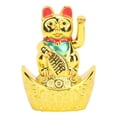 thumbnail image 2 of Agitando Lucky Fortune Cat, Lucky Cat 4 Con Pilas En Caras Sonrientes Doradas Para El Hogar, 2 of 7