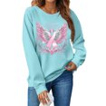 thumbnail image 5 of Womens Breast Cancer Shirt Long Sleeve Pink Ribbon Angel Wings Print Sweatshirt Breast Cancer Awareness Support Survivor Pullover Crew Neck Tops, 5 of 5