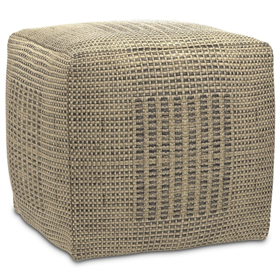 Square Woven Jute Pouf - 18 Inch Contemporary Footstool in Standard