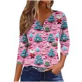 thumbnail image 2 of Fiudx Camisas de Mujer Blusa de Manga 3/4 Corta Estampada a La Moda para Mujer, Blusa Informal con Cuello Redondo, 2 of 5