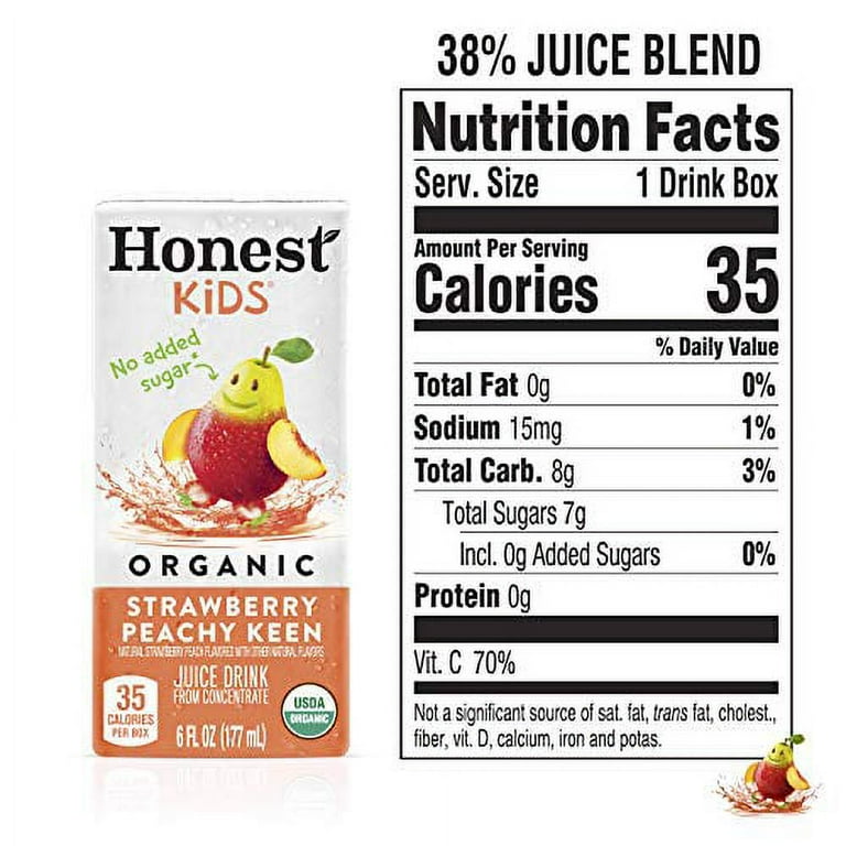 Honest Kids Strawberry Peachy Organic Juice Drink 6 Fl oz Juice Boxes Pack Of 40 Strawberry Peach 6 Fl Oz Pack of 40 Walmart