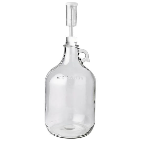 Exlonjet Stopper/Airlock 1 Gallon Glass Fermenter/Jug, Clear