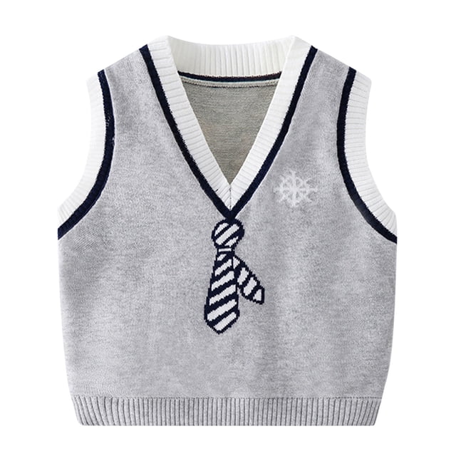 Gibobby Playera Termica Para Niños Lindo chaleco de bebé otoño cuello en V chaleco de bebé chaleco casual para niños suéter mantener caliente(Gris, 3-6 Meses)