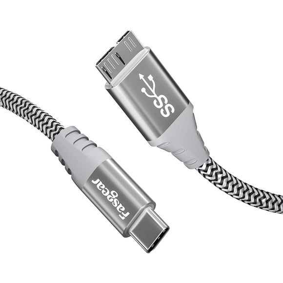 Fasgear Type C to Micro B 3.0 Cable, 1 Pack 3ft USB C 3.1 to Micro-B External Hard Drive Cable, Compatible with Samsung