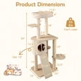 thumbnail image 3 of Gymax 56'' Tall Cat Tree Wooden Kitten Tower w/Sisal Scratching Posts & Mat & Ladder, 3 of 10