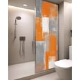 thumbnail image 2 of Window Privacy Film Burnt Orange Grey Stained Glass Window Film Decorative Sun Block Window Cover Modern Oil Painting White Geometric Window Clings Static Adhesive Sticker for Bathroom 29.5"x78.7", 2 of 7