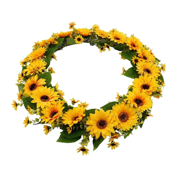 Corona decorativa de girasoles simulados para centros de mesa Longitud 129cm