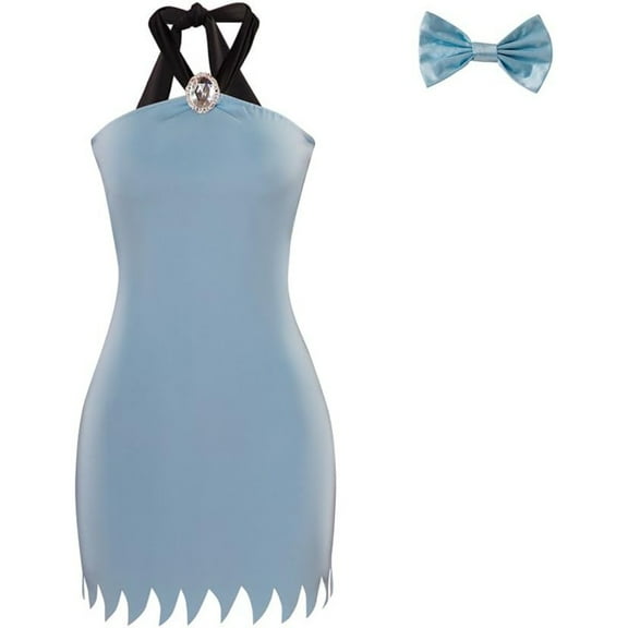 Women's Sexy Halter Blue Dress Costume Halloween