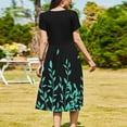thumbnail image 5 of Floral Midi Dress for Women Summer V Neck Short Sleeve Casual A-Line Flowy Dress with Pockets Beach Dress, 5 of 8