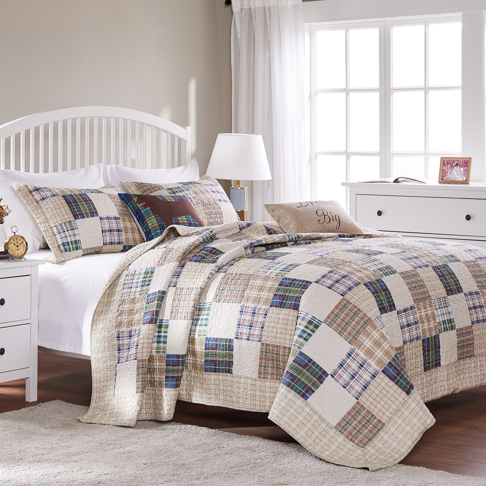 Global Trends Ozark Traditional 100% Cotton Reversible Quilt Set, 3-Piece King/Cal King