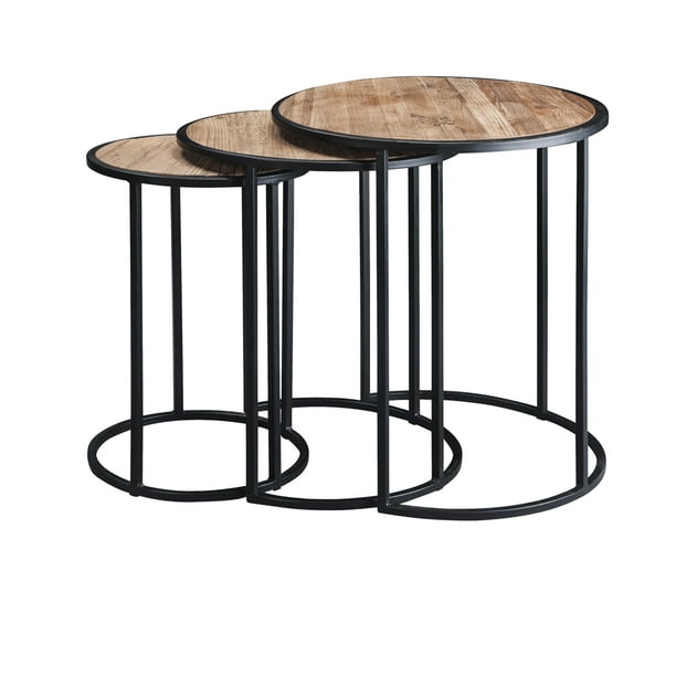 One Opening Round Coffee Table Set For Living Room 3 Pieces Brown Side Com One Opening Round Coffee Table Set For, Round Opening Table