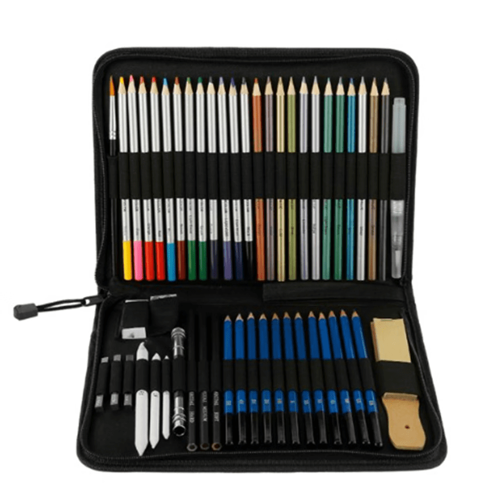 ZOUYUE 51-Piece Drawing Art Pencils, 51PCS Drawing & Art Supplies Kit for Kids, Complete Artist Kit, Include Graphite Pencils, Metallic Color Pencils, Water-soluble Pencils for Kids Adult Teens Artist