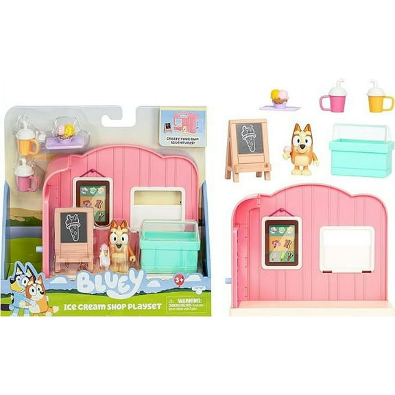 Bluey Mini Playsets Ice Cream Shop Playset | includes Articulated Bingo Figure and Accessories
