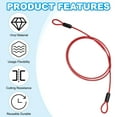 thumbnail image 4 of 1/8" Dia Vinyl Coated Stainless Steel Cable with Loops, 5 Pcs 3 ft (39") Lock for Outdoor Stage Lighting, Red, 4 of 7