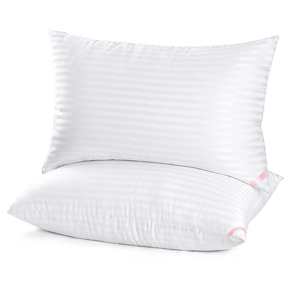 Queen Size Pillows 2 Pack by Hotel Collection, Down Alternative Microfiber Filled Pillows for Side Back Sleepers, Plush Support, 20 x 30 Inches, White
