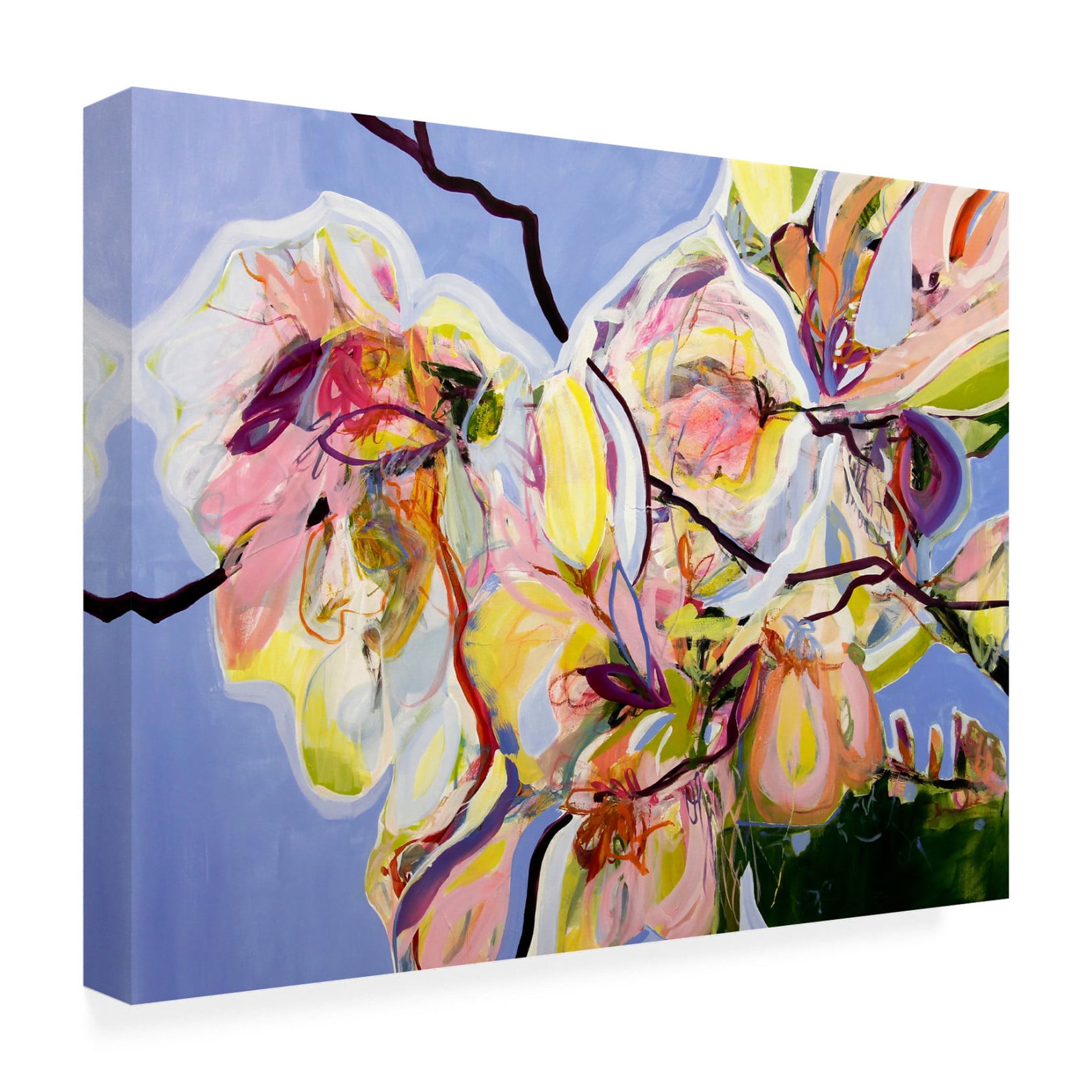 Canvas Wall Art - Kati Bujna 'Cool Spring Blues with Magnolia' Wall Art for Living Room, Bedroom, or Office Décor by Trademark Fine Art - 19 x 14 Inches