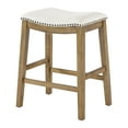 thumbnail image 6 of Saddle Stool 24" in Linen White Fabric With Medium Oak Wood Finish 2-Pack, 6 of 12