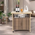 thumbnail image 2 of CQSXDA Outdoor Wicker Bar Cart with Wheels in Natural Brown, Rolling Rattan Beverage Serving Table for Porch and Poolside Parties，Beige, 2 of 7