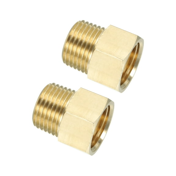 Uxcell Brass Pipe Fitting Hex Bushing, 1/2" NPT Male to 1/2" NPT Female Pipe Extension Fittings, Gold 2 Pack