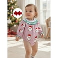 thumbnail image 5 of Rdhnmea Newborn Baby Girl Christmas Outfit Gingerbread Smocked Bubble Romper Candy Cane Plaid Jumpsuits with Bow Headband My First Xmas Clothes, 5 of 9