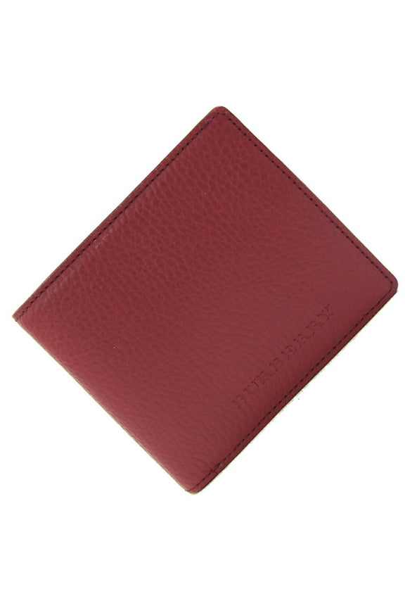 Pre-Owned Burberry Women's Compact Mini Small Bifold Wallet in Red Leather (Good)